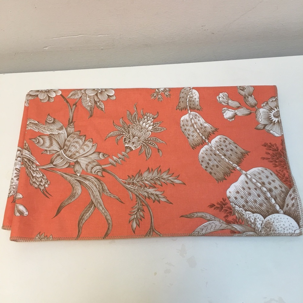 Brunschwig & Fils shell toile cotton fabric sample driftwood on red 30 X 35